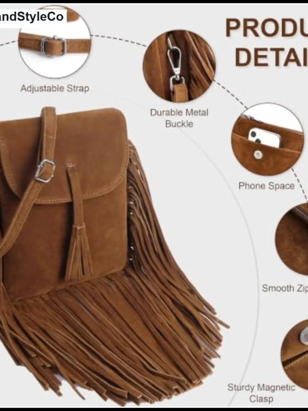 Vegan Suede Crossbody Bag RFID Blocking Phone Purse